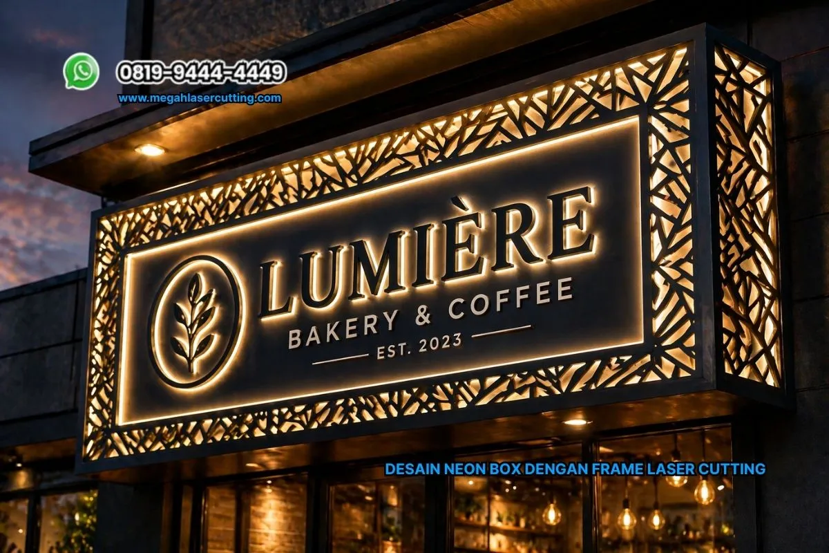 Desain Neon Box dengan Frame Laser Cutting