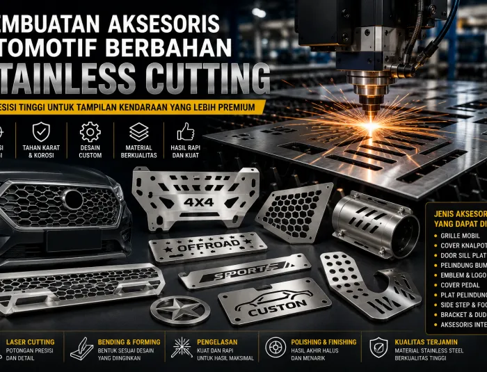 Pembuatan Aksesoris Otomotif Berbahan Stainless Cutting