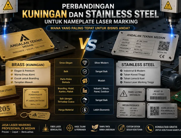 Perbandingan Kuningan dan Stainless Steel untuk Nameplate Laser Marking