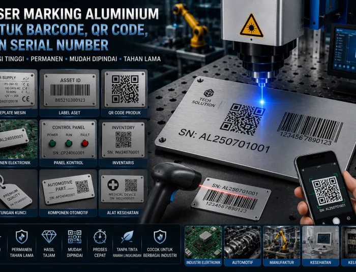 Laser Marking Aluminium untuk Barcode, QR Code, dan Serial Number di Medan