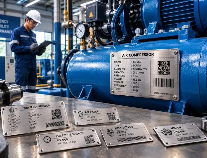 Jasa Laser Marking untuk Plat Identitas Kompresor